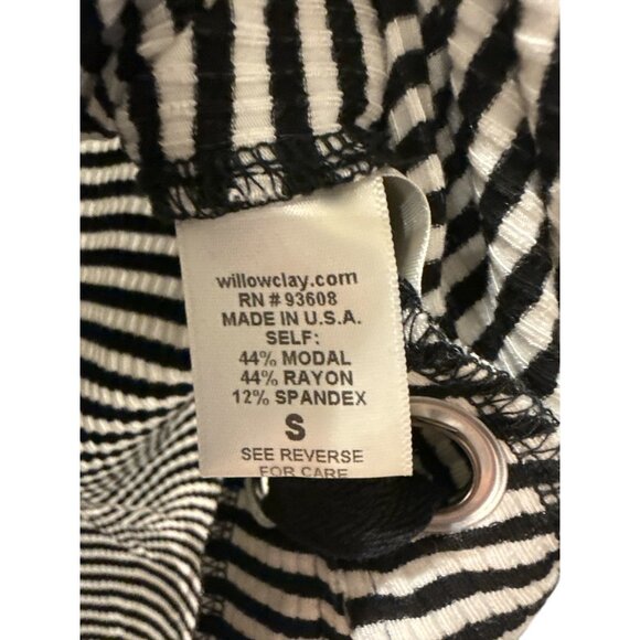 Willow & Clay Striped Black & White Cowl Neck Top With Side Lace-Up  Size Small - Picture 5 of 6